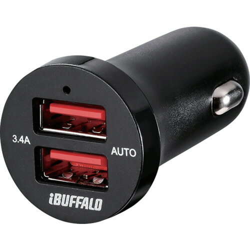 BUFFALO 3.4A シガーソケット用USB急速充電器 AutoPowerSelect機能搭載 2ポートタイプ ブラック [BSMPS3402P2BK] BSMPS3402P2BK 販売単位：1