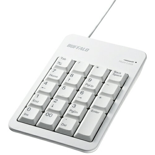 BUFFALO 有線テンキーボード TabキーUSBハブ付き ホワイト [BSTKH100WHZ] BSTKH100WHZ 販売単位：1(2)