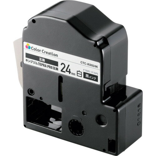 ELECOM テプラPRO用互換テープ 白 黒文字 8m 24mm幅 [CTC-KSS24K] CTCKSS24K 販売単位：1