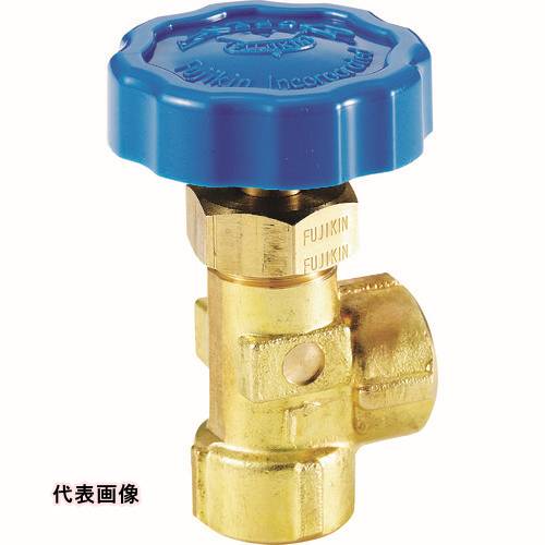 Fujikin 黄銅製ニードルストップバルブ アングル形 [DS-31D-R] DS31DR 販売単位：1