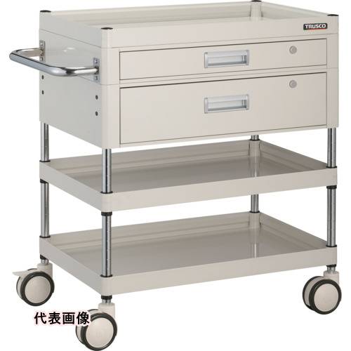 TRUSCO トラスコ中山 ツールワゴン ファルコンワゴン750X500 引出付 ゴム車輪 ホワイト色 [FAW-973VZ-W] 販売単位：1 送料無料