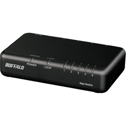 BUFFALO Giga 5ポート スイッチングハブ 電源外付け プラスチック筐体 ブラック [LSW6-GT-5EPL/BK] LSW6GT5EPLBK 販売単位：1