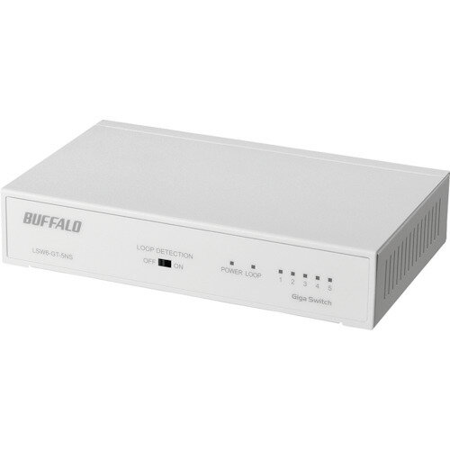 BUFFALO Giga 5ポート スイッチングハブ 電源内蔵 金属筐体 マグネット付 ホワイト [LSW6-GT-5NS/WH] LSW6GT5NSWH 販売単位：1 送料無料