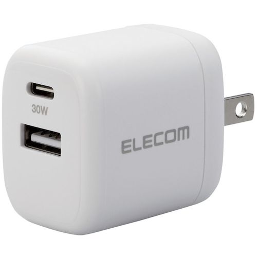 ELECOM AC充電器 USB充電器 USB PD準拠 30W USB-C/USB-A各1ポート ホワイト [MPA-ACCP30WH] MPAACCP30WH 販売単位：1 送料無料
