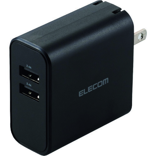 ELECOM AC充電器 24W USB Type-A(メス)2ポート ブラック [MPA-ACU05BK] MPAACU05BK 販売単位：1