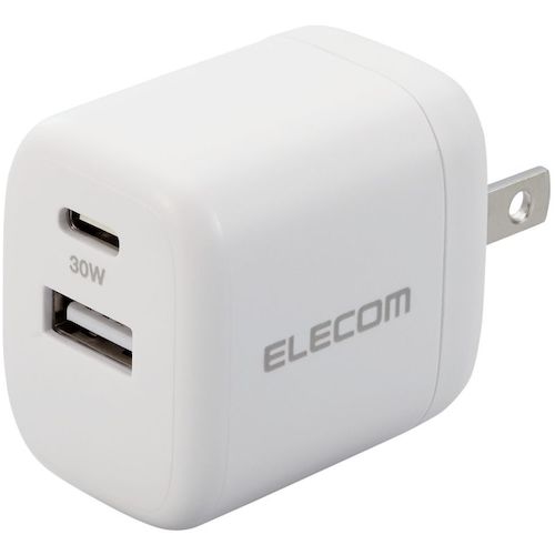 ELECOM AC充電器 USB充電器 USB PD準拠 30W USB-C/USB-A各1ポート ホワイト [MPA-ACCP30WH] MPAACCP30WH 販売単位：1 送料無料