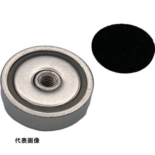 ラクテム ネオジキャップ磁石 丸型めねじ貫通 Φ25-8 滑り止めゴム付 [NMYF25-8] NMYF258 販売単位：1