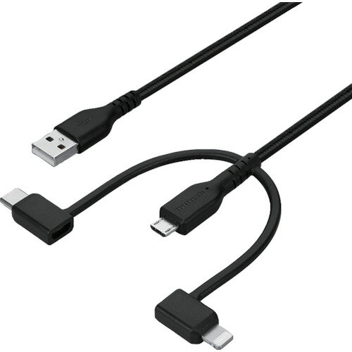 Owltech 断線に強く柔らかい 3 in 1ケーブル 1m ブラック [OWL-CBA4MLC10-BK] OWLCBA4MLC10BK 販売単位..