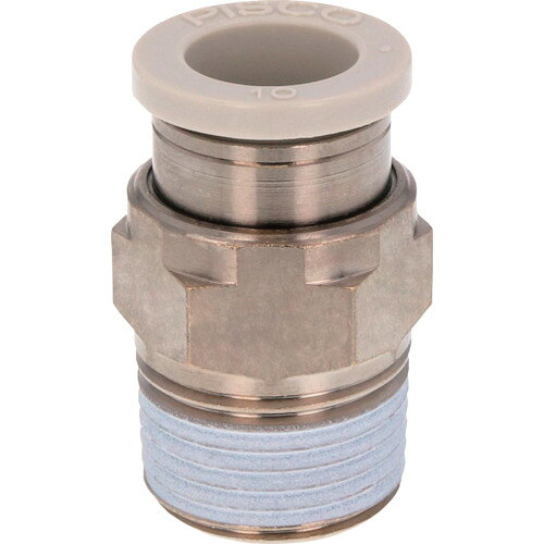 PISCO チューブフィッティング ストレート 適合外径10mm 接続口径R3/8 ライトグレー [PC10-03W] PC1003W 販売単位：1