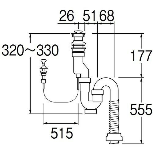 SANEI 洗面排水栓付Sトラップ [PH7720-1-32] PH7720132 販売単位：1 送料無料