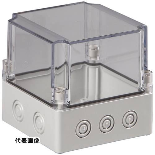 タカチ ノックアウト付防水・防塵ボックス 透明/ホワイトグレー 125×125×125 [SPCM131313T] 販売単位：1