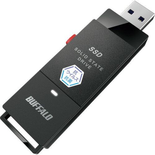 BUFFALO 抗ウイルス・抗菌ポータブルSSD USB3.2(Gen1) Type-A スティック型 1TB ブラック [SSD-PUTVB1.0U3-B] SSDPUTVB1.0U3B 販売単位：1 送料無料