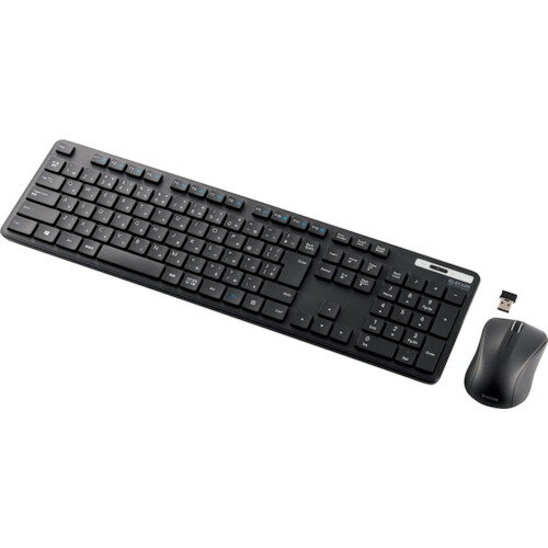 ELECOM 無線キーボード 薄型 メンブレン式 抗菌 フルサイズ マウス付 ブラック [TK-FDM110MKBK] TKFDM110MKBK 販売単位：1 送料無料