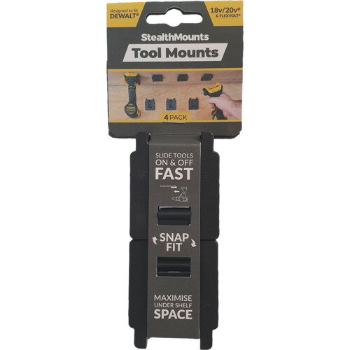 0650327936867｜682-6525 [TMDW18BLK4 ] 1販売システム上、送料無料と表記されていても、沖縄県・離島宛、大型商品は追加料金をいただく場合があります。別途費用が発生する場合、システムの都合上ご購入時の自動配信メールには追加料金が含まれておりません。当店でご注文内容を確認し、別途メールにてご請求金額を連絡致します。商品画像については実際の製品と異なる場合がございます。あくまでも商品のスペックをご確認の上ご注文をお願いいたします。※この商品は受注発注の商品です。その為メーカーに在庫がない場合がございます。その場合は大変申し訳ございませんがキャンセルとさせて頂きます。予めご了承下さい。682-6525特長デウォルト（DeWalt）の18V/20V用のツール本体を安全に保管・整理できるツールホルダーです。マウントに取り付ける時は“カチっ”とロックがかかるため、振動や逆さ装着による落下は発生しません。2本の取付穴を利用して壁や棚の下などどこでも固定することができます。用途電動工具収納として。仕様幅(mm)：75奥行(mm)：186高さ(mm)：26色：ブラックビス穴径5mm仕様2対応機種：ミルウォーキーM12用材質_仕上ABS射出成形プラスチック質量62.000G原産国イギリスJANコード0650327936867「ルーペスタジオ」では、拡大鏡(虫眼鏡/ルーペ)、双眼鏡、単眼鏡、望遠鏡などのレンズ製品を主に取り扱っております。工具製品は常には在庫しておらずお取りよせとなります。ご了承下さい。ツールホルダー ツールハンガーステルスマウント 関連商品へ