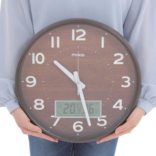 MAG 掛け時計 電波時計 アナログ ゴーフル 温度 湿度 夜間秒針停止機能 ナチュラル 直径36cm W-776BR-Z [W-776 BR-Z] W776BRZ 販売単位:1 送料無料