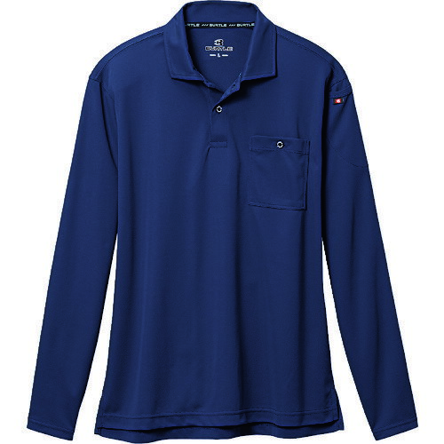 BURTLE 長袖ポロシャツ665-3-Mネイビー [665-3-M] 6653M 販売単位：1