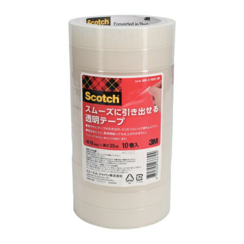3M スコッチ(R) スムーズに引き出せる透明テープ 18mm x 35m [600-3-1835-10P] 6003183510P 販売単位：1