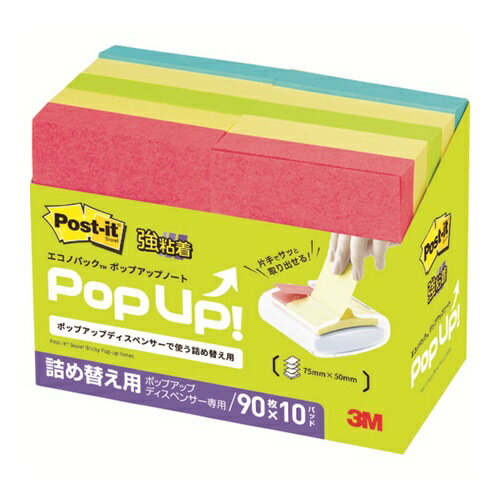 3M ポスト・イット[[R下]] エコノパック[[TM上]] 強粘着ポップアップノート(詰め替え用) [6561SSPOP-AP] 6561SSPOPAP 販売単位：1