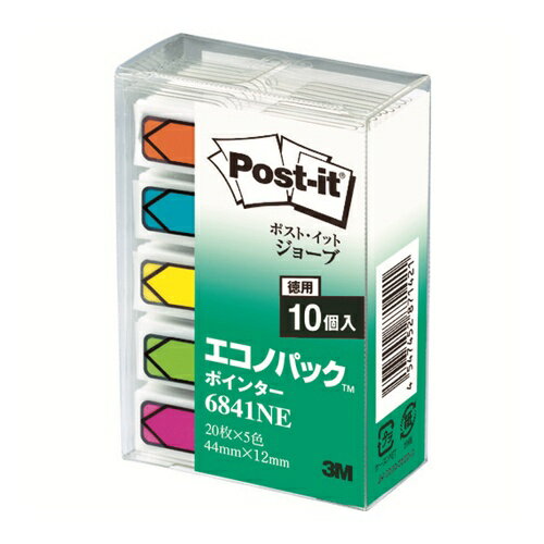 Label Paper - 3M ポスト・イット ジョーブ 44X12mm 100枚X10 5色混色 [6841NE] 販売単位：1 送料無料