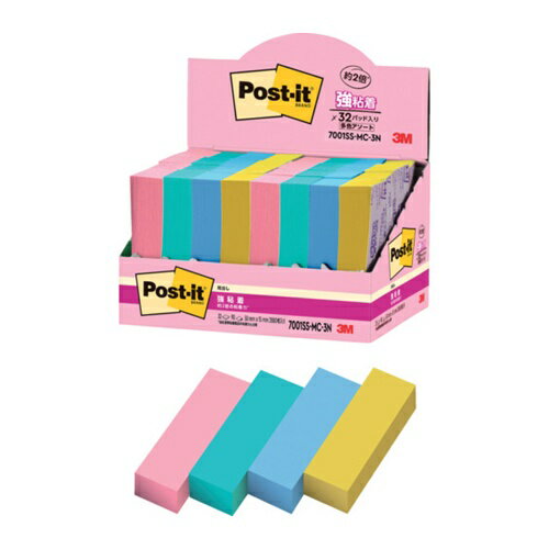 3M ポスト・イット 強粘着見出し マルチカラー3 増量パック [7001SS-MC-3N] 7001SSMC3N 販売単位：1
