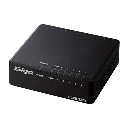 ELECOM Giga対応スイッチングHub 5ポート 磁石付き プラスチック筐体 電源外付 ブラック [EHC-G05PA4-JB] EHCG05PA4JB 販売単位：1 送料無料
