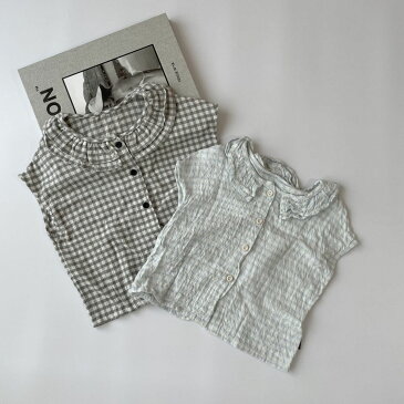 キッズ 女の子 半袖 ブラウス gingham check blouse シャツ ギンガムチェック チェック 柄 可愛い 80cm 90cm 100cm 110cm 120cm 130cm 海外 輸入 子供服 春 夏 秋 送料無料 トラッド