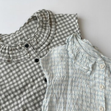 キッズ 女の子 半袖 ブラウス gingham check blouse シャツ ギンガムチェック チェック 柄 可愛い 80cm 90cm 100cm 110cm 120cm 130cm 海外 輸入 子供服 春 夏 秋 送料無料 トラッド