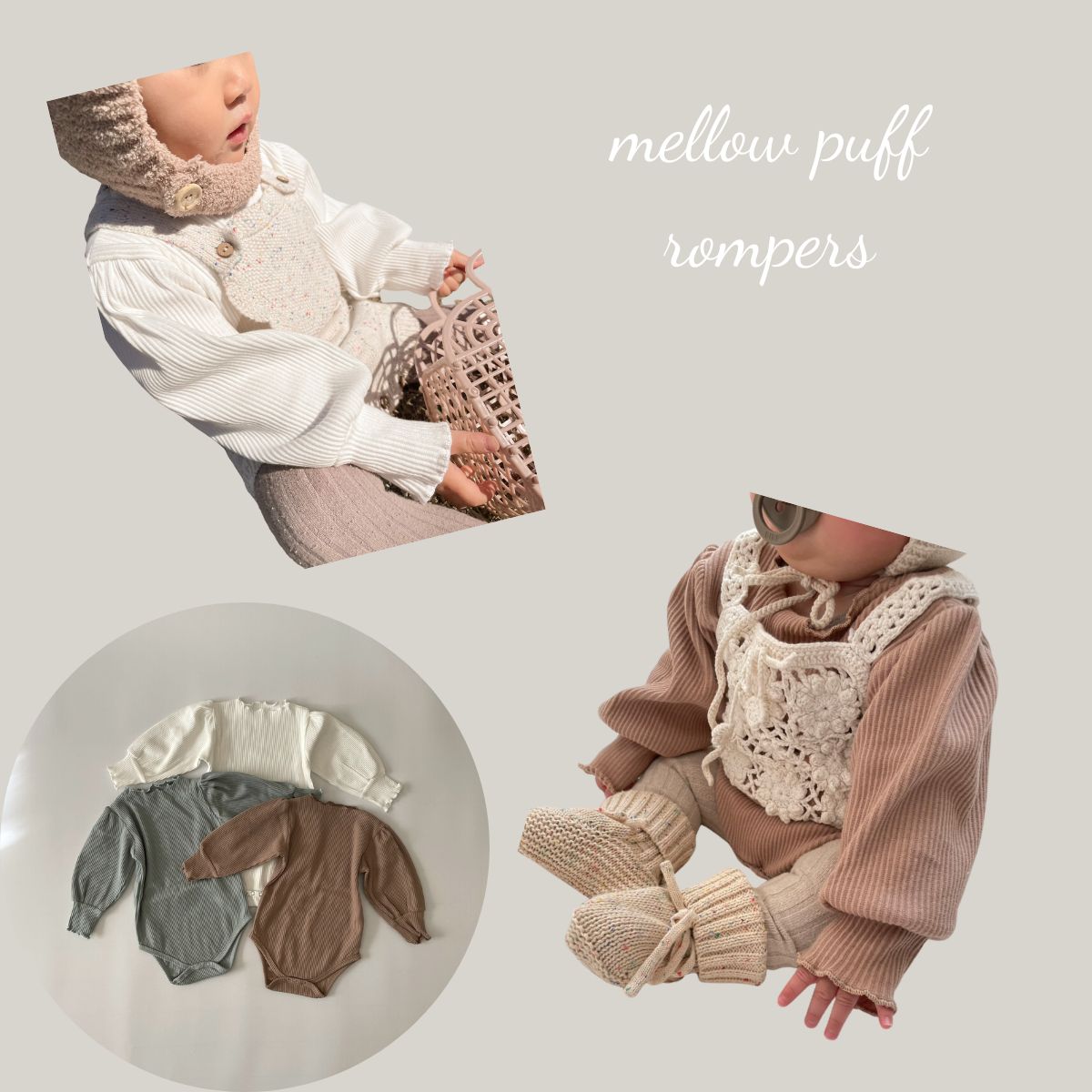 ٥ӡ ѡ mellow puff rompers   ѥ ꡼ Ĺµ λ İ ڹ  饷å 饷 60cm 66cm 70cm 73cm 80cm 90cm ݡ ͢ Ҷ    ̵