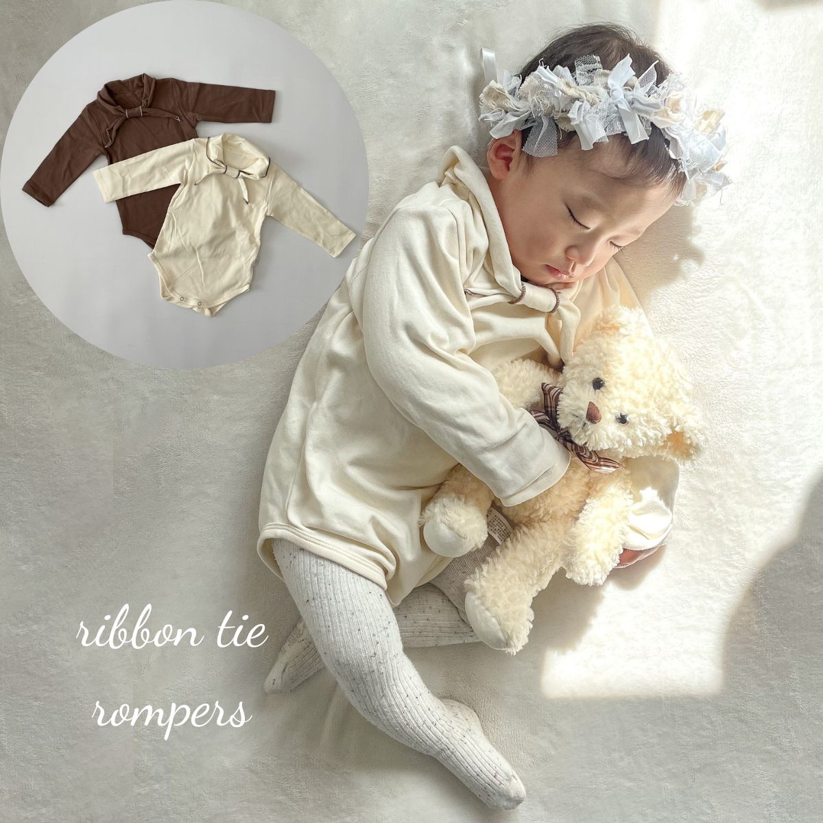 10%OFF롿 ٥ӡ ѡ ribbon tie rompers ܥ  Ĺµ λ ˤλ İ ڹ  饷å 饷 60cm 66cm 70cm 73cm 80cm 90cm ݡ ͢ Ҷ    ̵