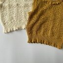 ＼10%OFFセール／ キッズ ベビー トップス frill lace knitting vest フリル 透かし編み レース ニット タンクトップ ノースリーブ ベスト 女の子 可愛い 韓国 風 シンプル クラシック クラシカル 80cm 90cm 100cm 110cm インポート 輸入 子供服 春 夏 秋 送料無料 3