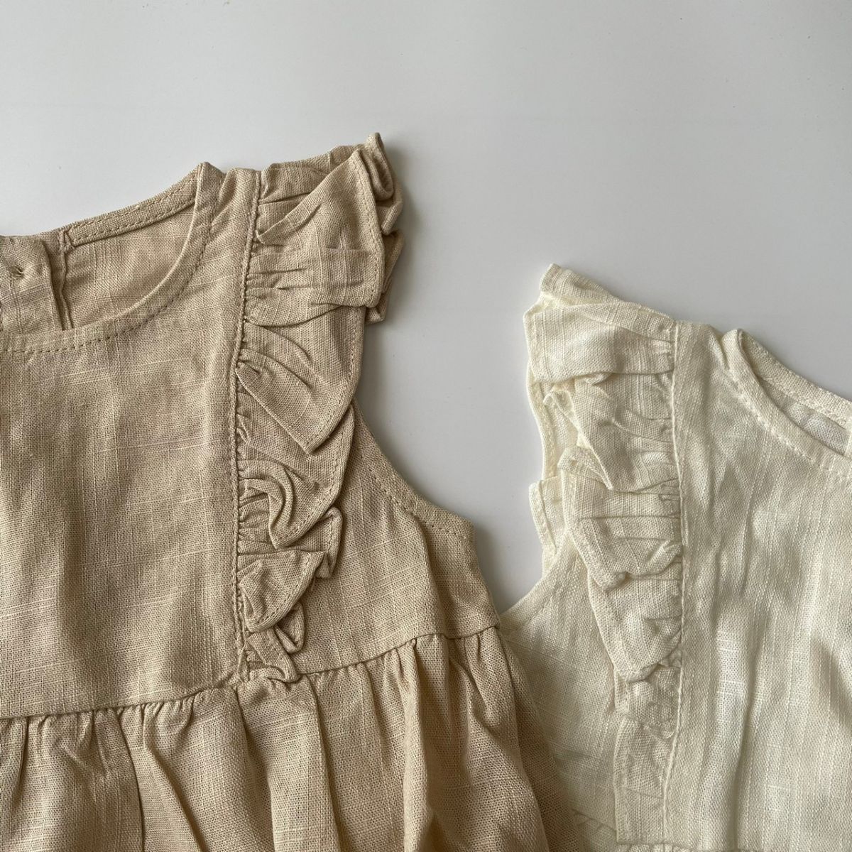 ベビー ロンパース linen frill rompers リネン 麻 綿 フリル 女の子 可愛い 韓国 ...