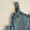 キッズ ベビー 女の子 ワンピース frill heart denim jumper skirt one-pieceジャンパースカート フリル ハート デニム コットン ナチュラル 可愛い 韓国 風 70cm 80cm 90cm 100cm インポート 海外 輸入 子供服 春 夏 秋 冬 送料無料 3