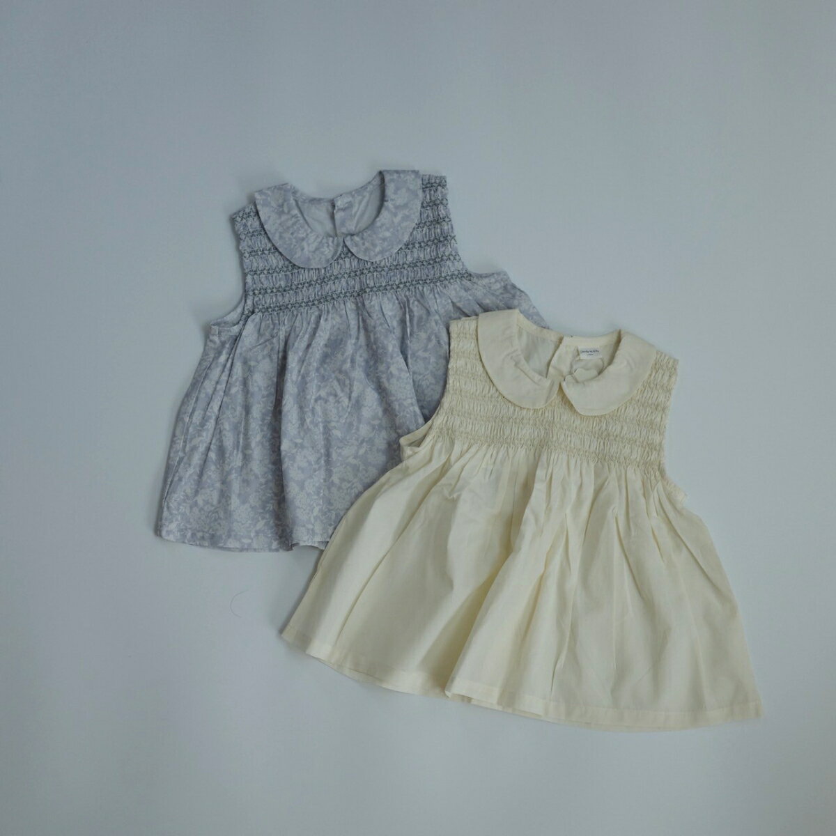 ＼1日限定ポイント5倍／ キッズ ベビー 女の子 トップス round collar shirring blouse 丸襟 シャーリング ブラウス コットン ノースリーブ 可愛い 70cm 80cm 90cm 100cm 110cm インポート 海外 輸入 子供服 春 夏 秋 送料無料