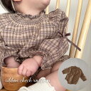 ベビー 女の子 長袖 ロンパース ribbon check rompers リボン チェック コットン 可愛い 60cm 66cm 70cm 73cm 80cm 90cm 輸入 子供服 春 秋 冬 送料無料(4)