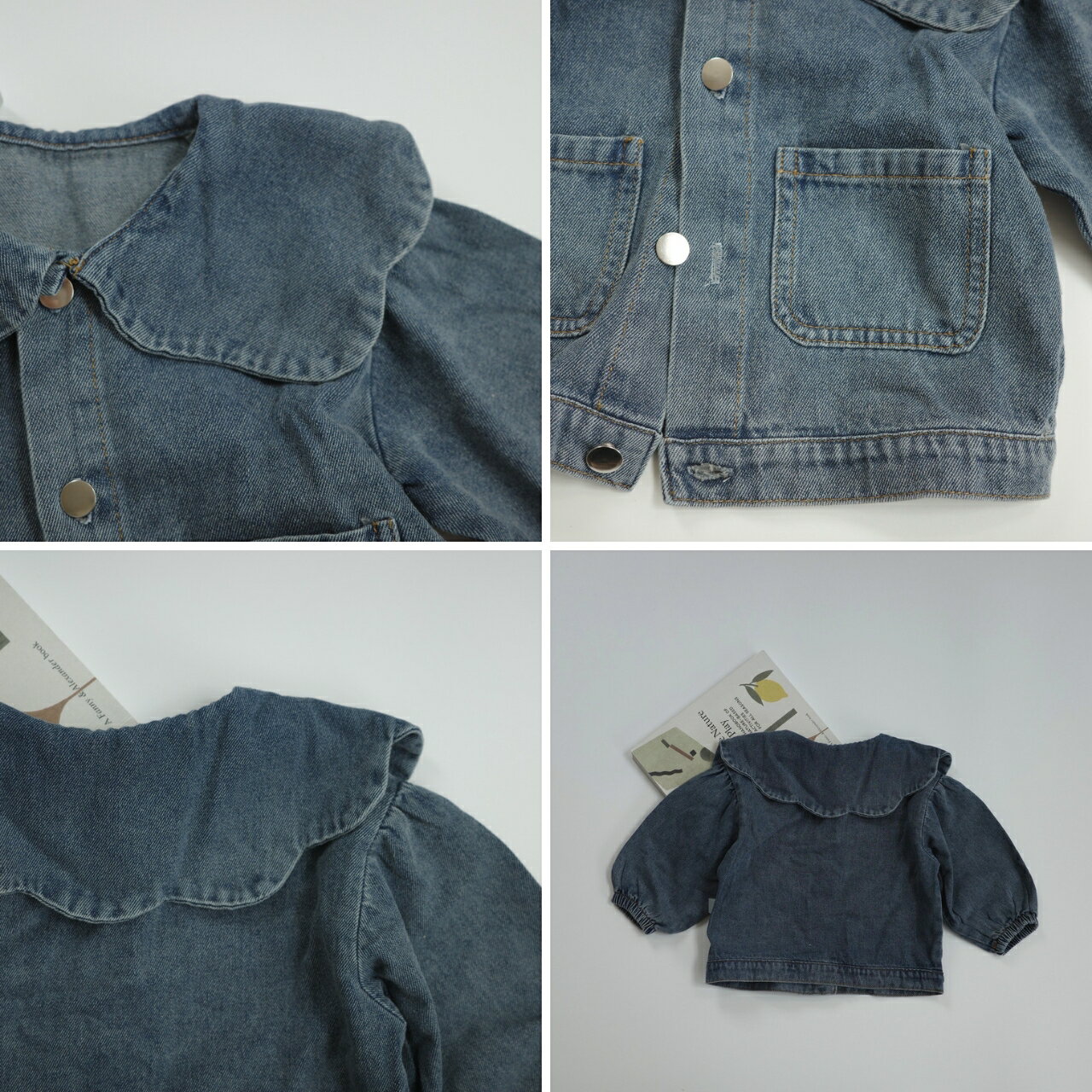 ��1������ݥ����5�ܡ� ���å� �٥ӡ� ���λ� Ĺµ ���㥱�å� scallopped sailor collar denim jacket ������å� �����顼�� �ǥ˥� ��������� ���� �������� �İ��� �ڹ� �� 70cm 80cm 90cm 100cm ���� ͢�� �Ҷ��� �� �� �� ����̵��