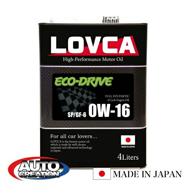 エンジンオイル 0W16 4L LOVCA ECO-DRIVE 0W-16 4L SP/GF-6 100％全合成油（VHVI） 低粘度指定4サイクルガソリンエンジン用 日本製 ラブカ ■LED016-4