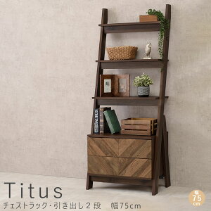 Titus（タイタス）チェストラック・引き出し2段　幅75cm　ヘリンボーン　木目　棚付きチェスト　2段　引き出し　棚付きタンス　ラック付きチェスト　飾り棚付きチェスト　本棚　木製　おしゃれ　収納　インテリア　家具　モダン　北欧　脚スタイリッシュ　ヴィン