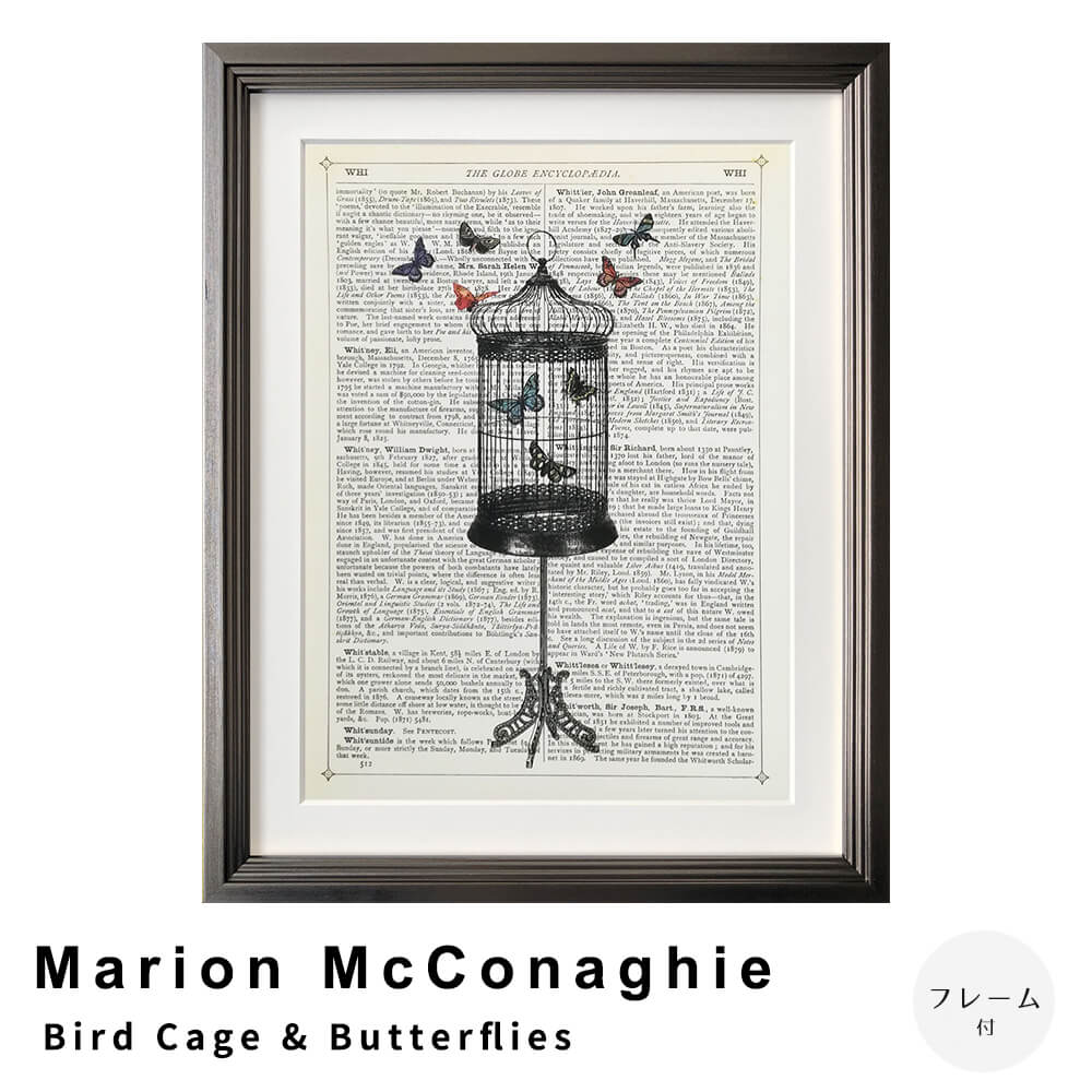 Marion　McConaghie（マリオン　マコネギー）　Bird　Cage　＆　Butterflies　アートポスター