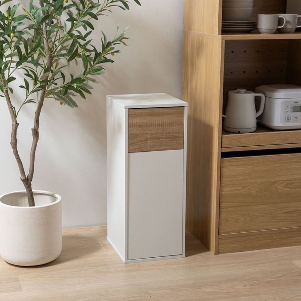ダストボックス 45L ゴミ箱 l リットル 分別 おしゃれ ダストボックス キッチン ダイニング 大容量 大型 大きい 台所 ふた付き リビング 寝室 スリム 薄型 スイング式 プッシュ式 縦型 一人暮らし 木目 キャスター付き ナ [2]