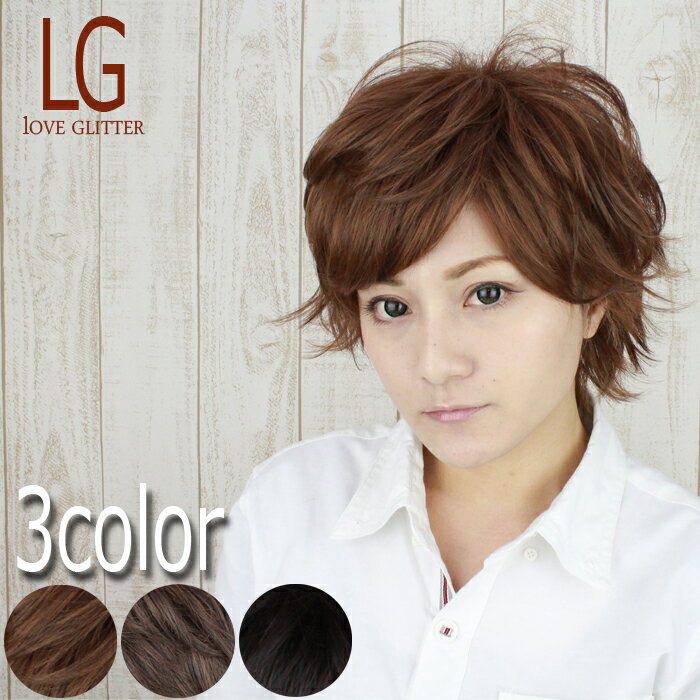 ○ カジュアルカールショートウィッグ WIG 耐熱素材 フルウィッグ かつら コスプレ メンズウィッグ メンズWIG　LG09 ショートウィッグ ハロウィン 送料無料 メール便発送