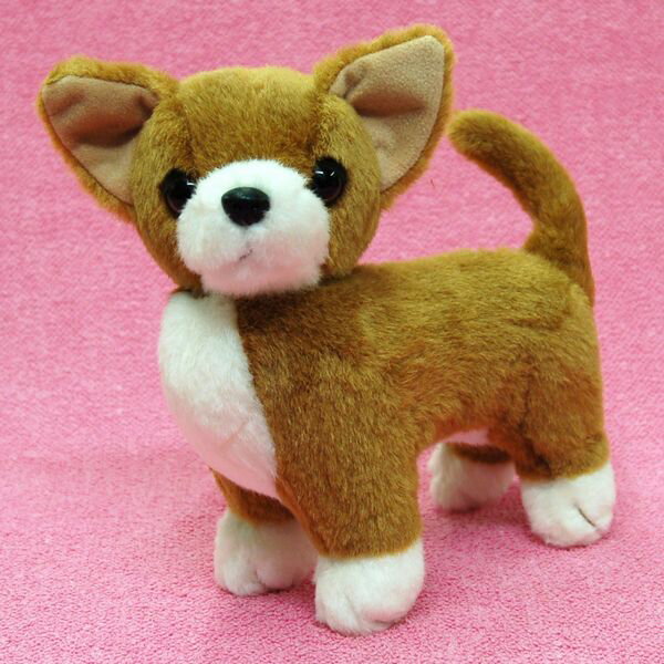 スムースコートチワワ レッド＆ホワイト サイズ:鼻先からお尻まで19cm ふわふわ もちもち もふもふ ぬいぐるみ おもちゃ　ギフト 贈り物 お祝い プレゼント お誕生日 大きい/小さい インテリア