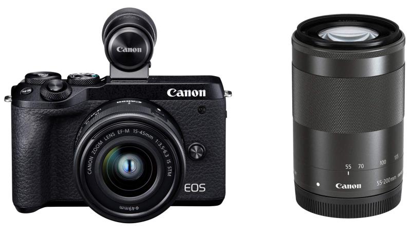 【中古】Canon ミラーレス一眼カメラ EOS M6 Mark II ダブルズームEVFキット ブラック EOSM6MK2BK-WZEVFK