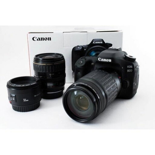 【6/22~27限定!最大4,000円OFF&6/25限定で最大P3倍】【中古】キヤノン Canon EOS 80D 単焦点&標準&望遠トリプルレンズセット 美品 SDカード付き 【6/22~27限定!最大4,000円OFF&6/25限定で最大P3倍】【中古】キヤノン Canon EOS 80D 単焦点&標準&望遠トリプルレンズセット 美品 SDカード付き