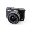 【中古】キヤノン Canon EOS M10 レンズキット ブラック 美品 SDカード付きストラップ付