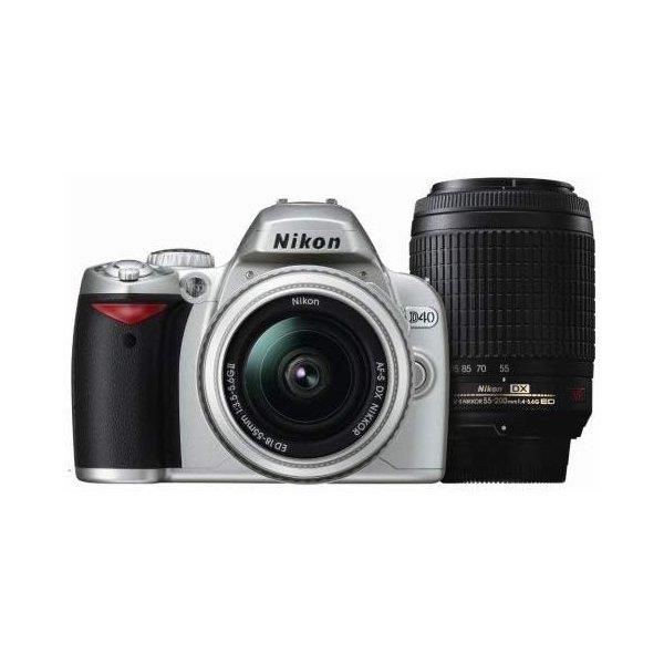 【中古】ニコン Nikon D40 ダブルズームキットII シルバー D40SWZII