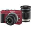 【中古】オリンパス OLYMPUS E-PL1s ダブルズームキット レッド E-PL1s TKIT RED SDカード付き