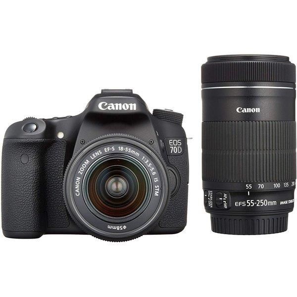 【中古】キヤノン Canon EOS 70D ダブルズームキット EF-S18-55 IS STM/EF-S55-250 IS STM付属
