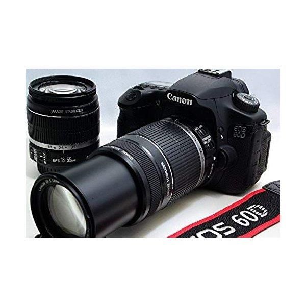 【中古】キヤノン Canon EOS 60D ダブルズームキット EF-S18-55mm/EF-S55-250mm付属 SDカード付き