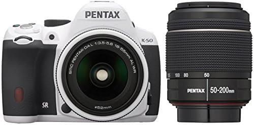 【中古】RICOH デジタル一眼レフ PENTAX K-50 DAL18-55mmWR・DAL50-200mmWRダブルズームキット ホワイト K-50 WZO...