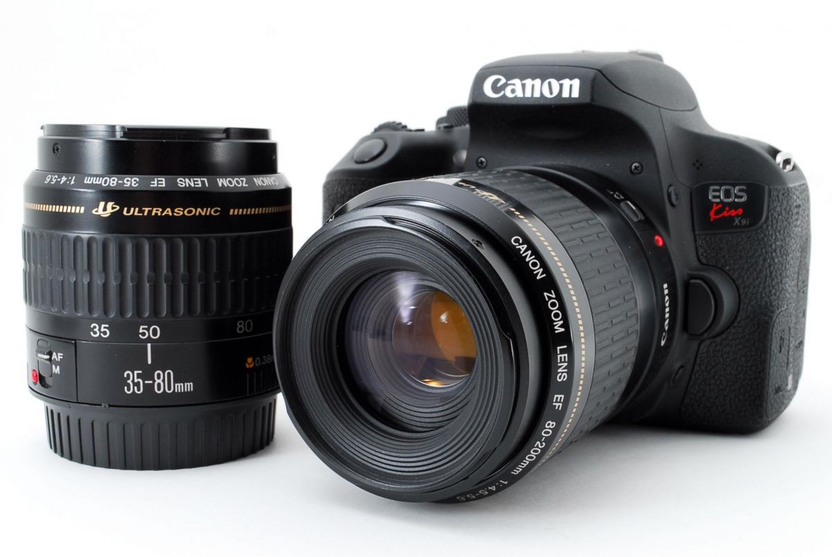 【中古】キヤノン Canon EOS Kiss X9i ブラック ダブルズームセット 美品 スマホへ転送 バリアングル液晶 ストラップ付き